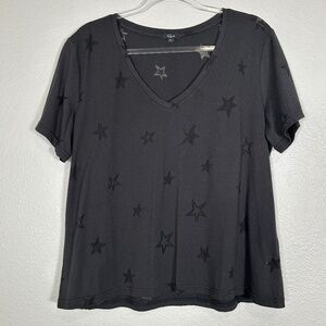 Rails size XL The Cara v-neck neck tee shirt short sleeve black star burnout